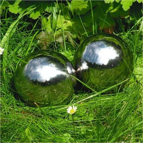 2er-Set Edelstahl Dekokugeln 9cm Hochglanz Teichdeko Schwimmkugel Gartendeko - Bild 1 von 1