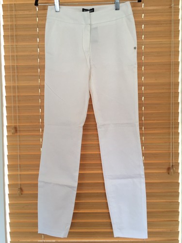 WHO*S WHO Women's New Sz XS 0 38 White Mid Rise Cotton Stretch Tapered Leg Pants