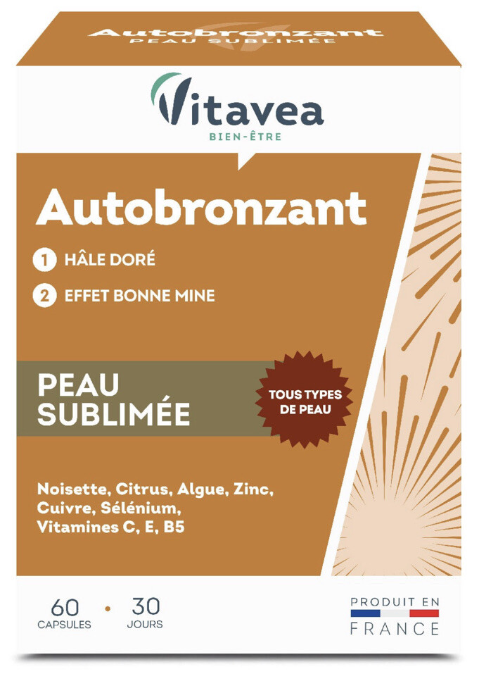 Autobronzant Vitavea effet bonne mine et teint abricot sans soleil