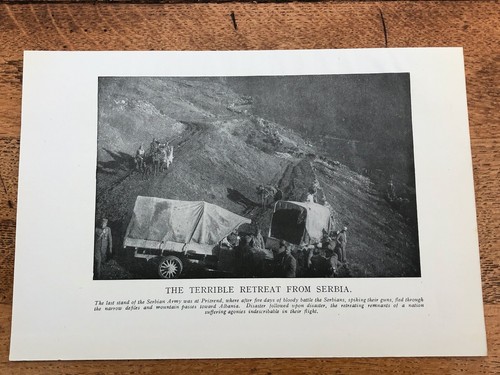 original 1918 print . the terrible retreat from serbia 