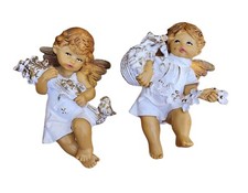 Pair of Vintage Italian Cherub Angel Cupid Holiday Tree Ornaments Italy Numbered