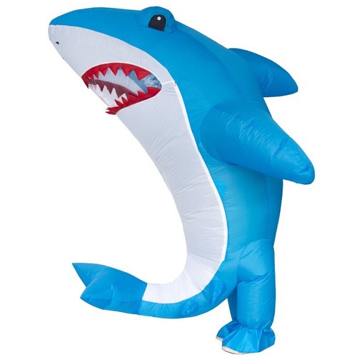 Inflatable Funny Shark Costume Suit w/Fan For Outdoor Halloween Cosplay Party - Picture 11 of 15