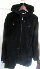 Chanel Sports Line Black Angora Wool Hooded Jacket Coat Size 42