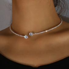 Gargantilla de tenis collar corazón diamantes de imitación 1 fila plata circonita cúbica delicada joya