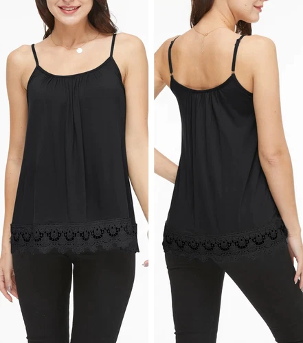 Women with Built in Bra Flowy Shelf Bra Tank Top Padded Adjustable Straps Cami - Picture 11 of 36