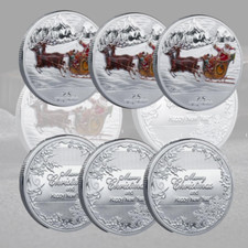 3PCS Christmas Coin Medal Commemorative Merry Christmas Santa Claus Colorful US