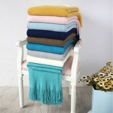 Couverture Solide Glands Pour Lit Canapé Housse Voyage Poil Châle Doux