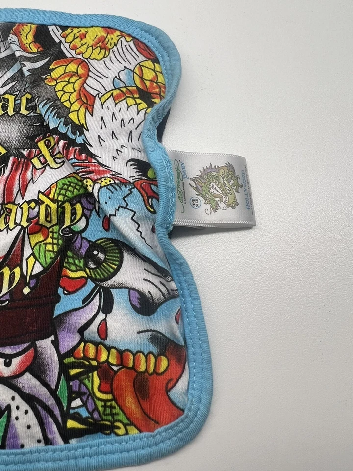 Juego de babero y tela eructa para bebé Ed Hardy - Raro Foto 3 de 4