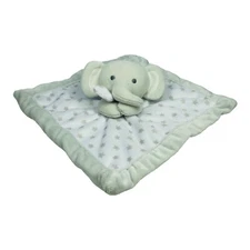 Falls Creek Baby Elephant Lovey Rattle Plush Security Blanket Gray White Stars