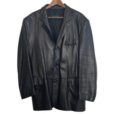 Vintage Danier Leather Jacket Mens Medium Black Car Coat Blazer Made in Canada