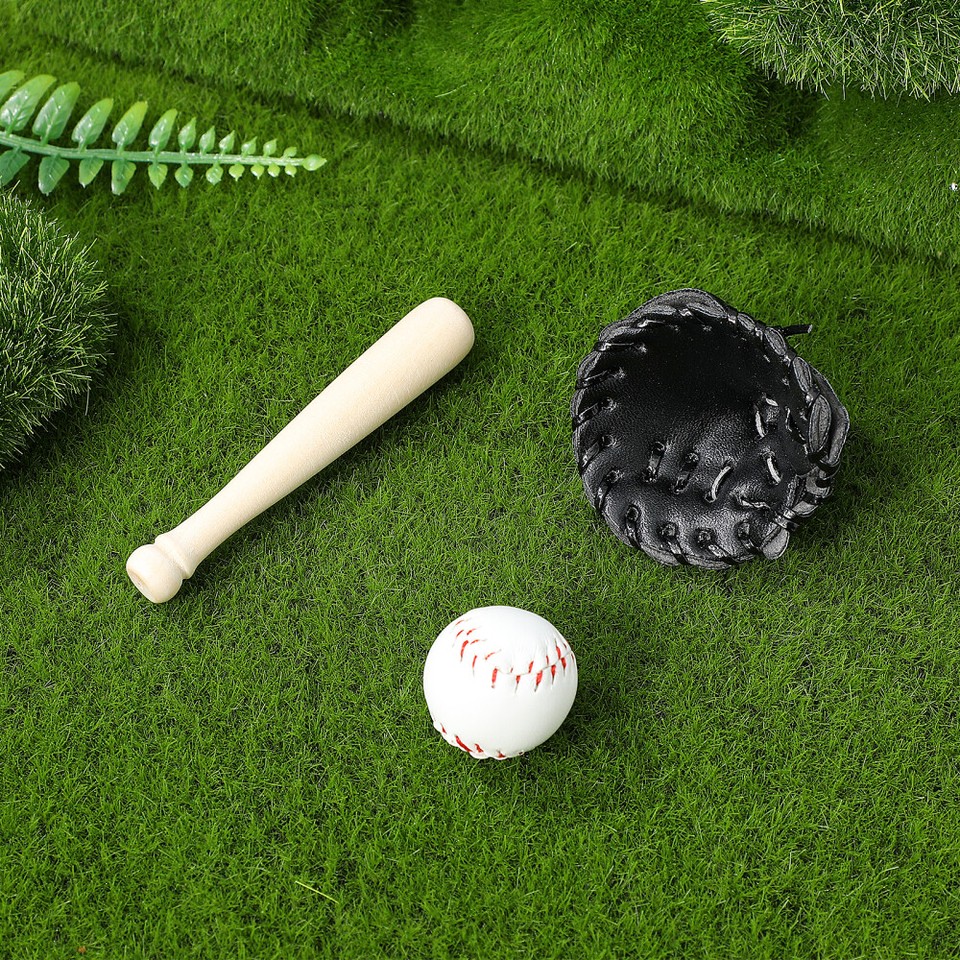 Baseball Model Wooden Pu Child Mini Cricket Bat Miniatures for Crafts