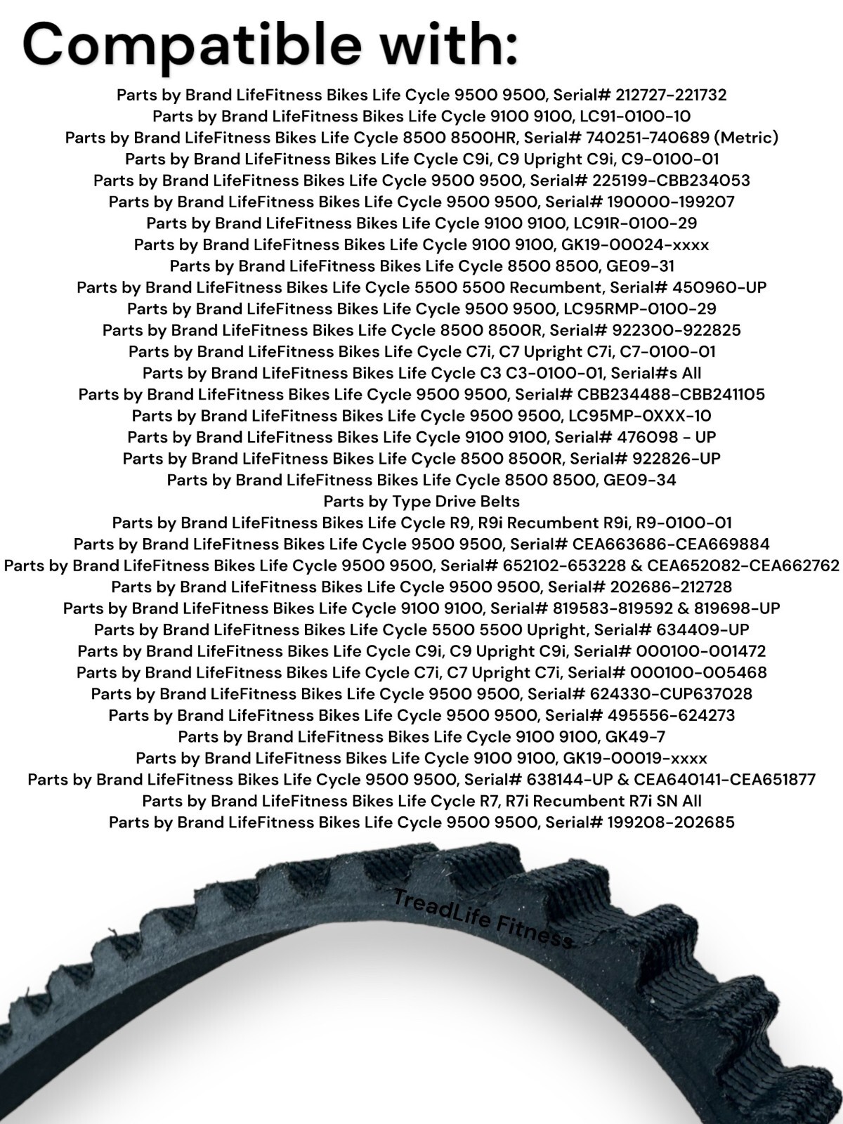 Replacement Drive Belt Life Fitness Cycle Exercise Bike 9100 9500 C3 C7 C9 R7 R9