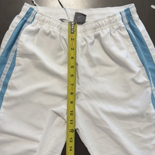 Y2K Nike Women White Stripe Crop Pant Swoosh Athletic Capri Activewear Retro M - Picture 7 of 9
