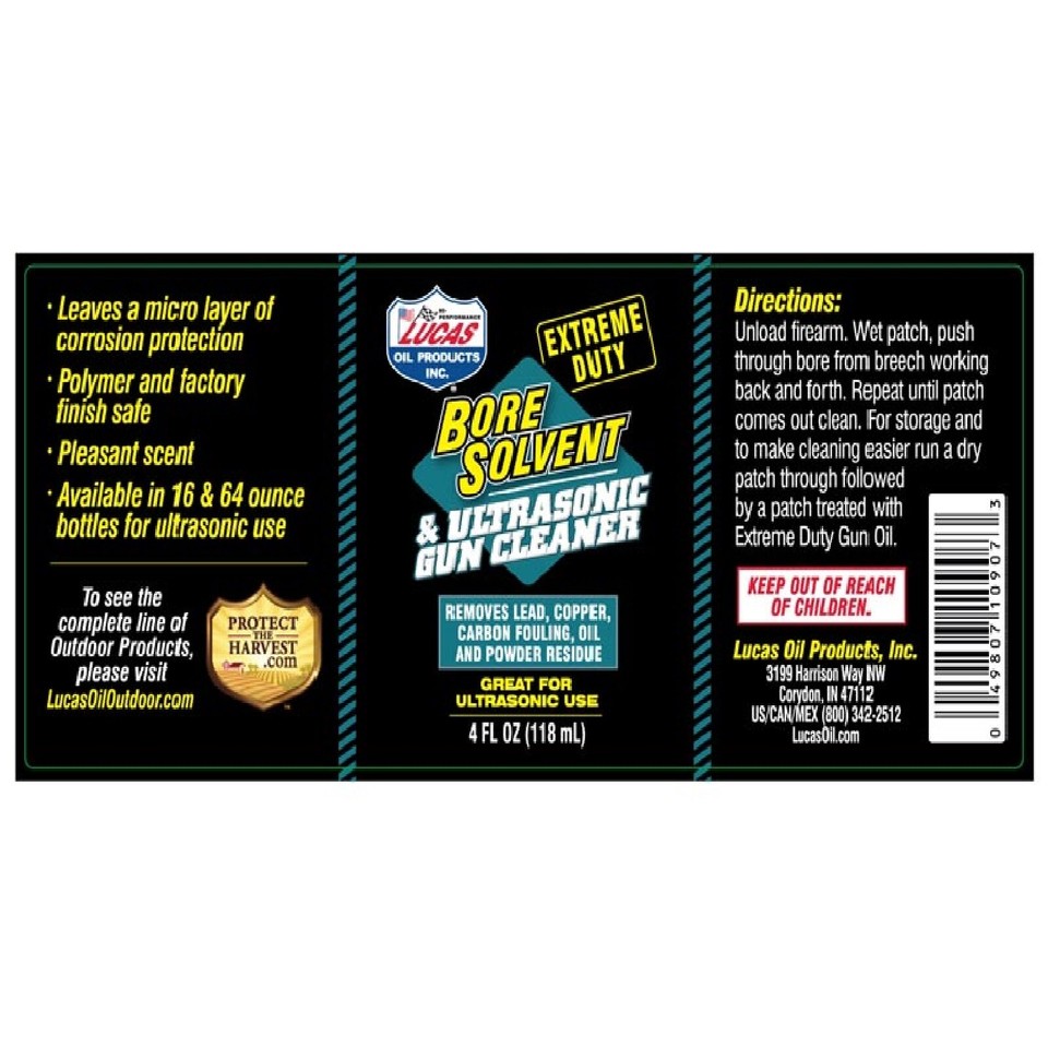 Lucas Oil 10907 Extreme Duty Bore Solvent & Ultrasonic Gun Cleaner 4 Oz