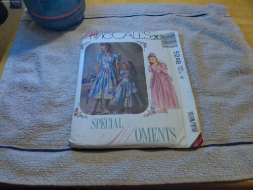 McCall's 5248 Special Moments Girls Formal Puff Sleeve Dress Pattern Size 12