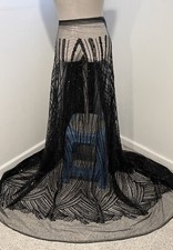 Black Beaded Sequins Embroidery Bridal Lace Fabric 50  Width Sold By The Yard