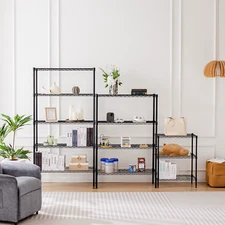3-5 Tier Storage Bookshelf, Adjustable Wire Racks, Heavy Duty Shelf Organizer