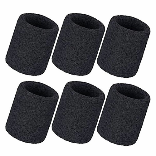 Sport Wristbands Terry Absorbent Tennis Sweatband, Black - Picture 10 of 13