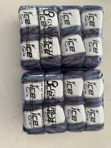 Ice Yarns Picasso Yarn- Purple/Turq Shades- 77867 NIB Pack Of 7