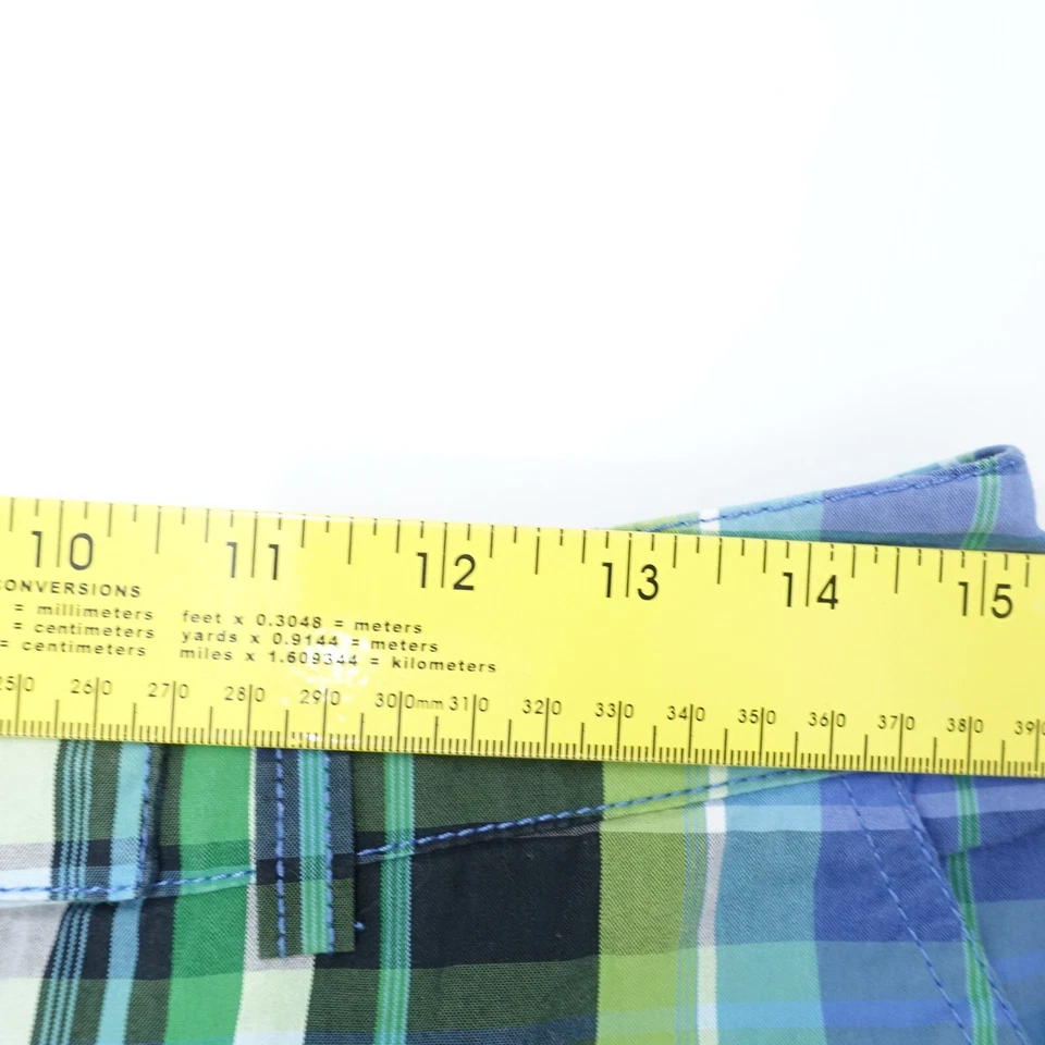 Pantalón corto deportivo Jones New York para mujer 8 bolsillos azules a cuadros de algodón elástico Foto 2 de 4