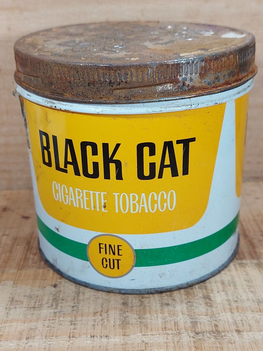 BLACK CAT CIGARETTE TOBACCO TIN CAN EMPTY FINE CUT VINTAGE BLACK CAT CIGARETTE TOBACCO TIN CAN EMPTY FINE CUT VINTAGE