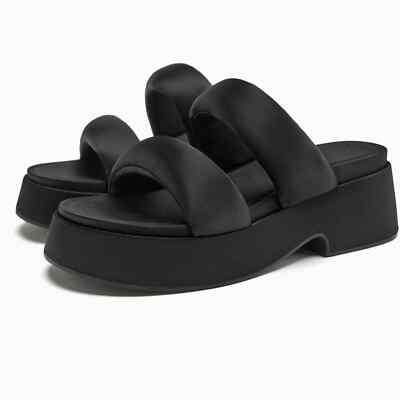 NWT ZARA PADDED STRAP FLATFORM SANDALS | eBay display picture 2