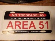 AREA 51 LICENSE PLATE TOP SECRET RESEARCH FAC...