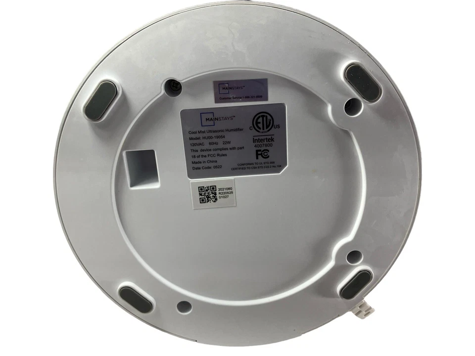 Humidificador ultrasónico redondo de niebla fría Mainstays con luces aromáticas HU00-19054 blanco Foto 4 de 4