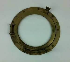 Nautical-Porthole-Vtg-Brass-Frame-Decor-Piece