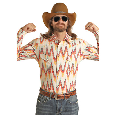 Rock & Roll Cowboy  Men's Dale Digital Aztec Print Shirt RRMSOSRZ7U-12
