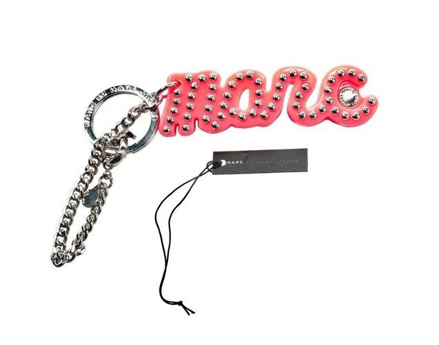 Marc By Marc Jacobs Signature Charm Key Ring in Fluoro Pink