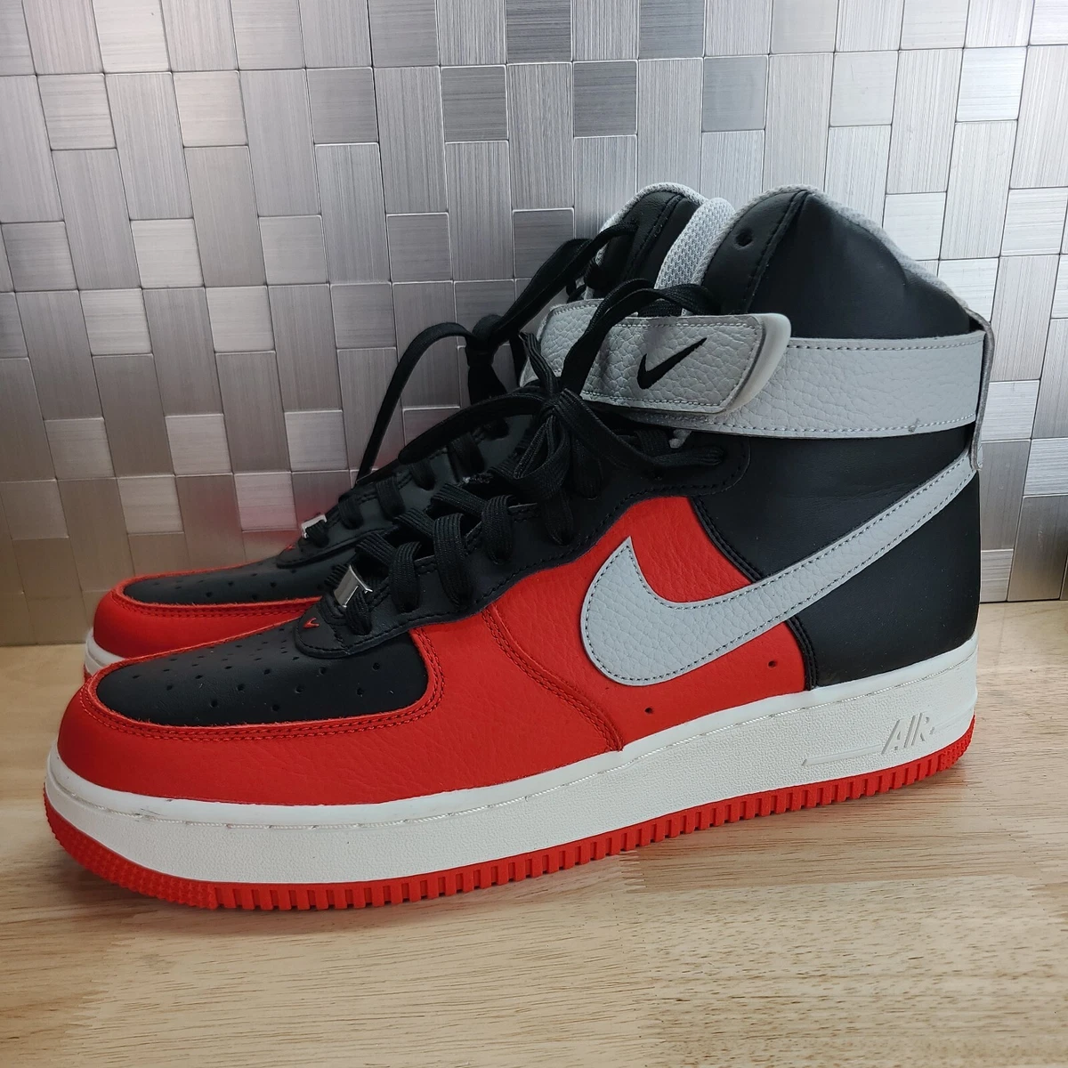 nike air force 1 high red and black