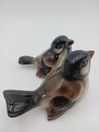 Wien Keramos Brown Titmouse Birds Antique Ceramic Made In Austria 1920s - Picture 10 of 12