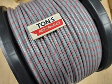 8mm Suppression Core Braided Cloth Gray With Red Tracers Spark Plug Wire Foot 8mm Suppression Core Braided Cloth Gray With Red Tracers Spark Plug Wire Foot