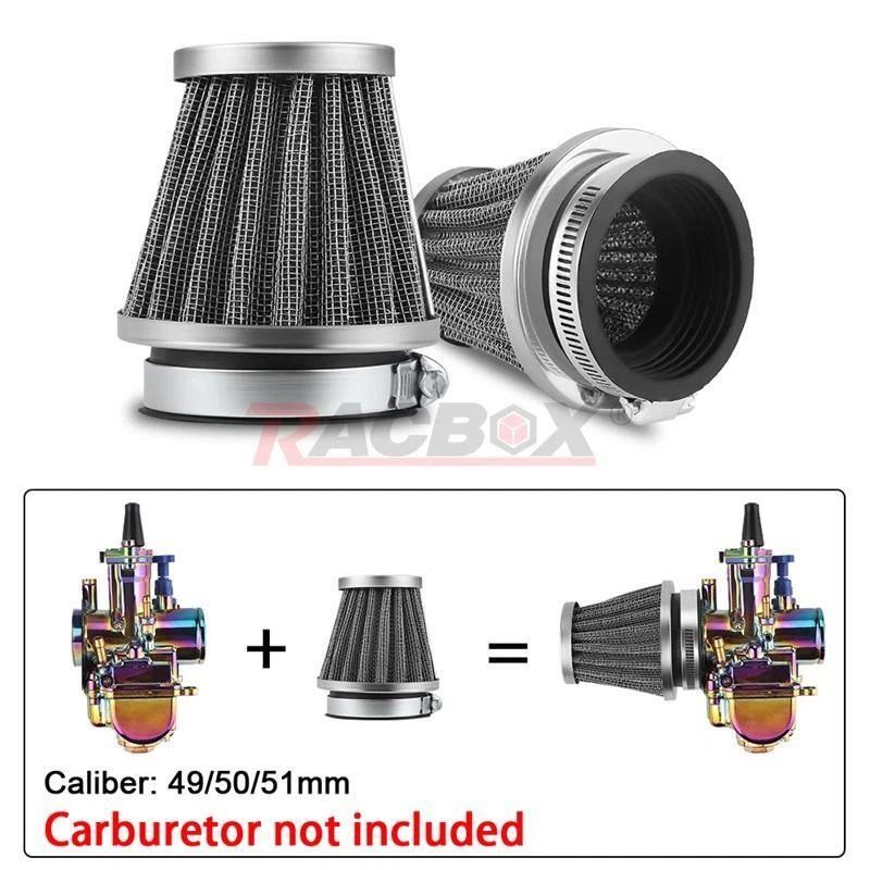 4X Carburetor Air Filter Intake Cleaner Pod 50mm fit for Motorcycle Yamaha Honda - Image 3 of 4