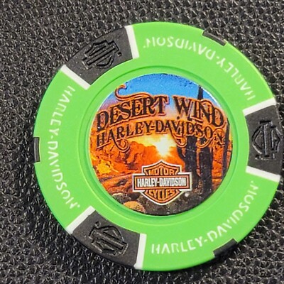 DESERT WIND HD ~ ARIZONA ~ (Neon Green Full Color) Harley Davidson Poker Chip
