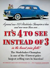 1951 Studebaker Champion Automobile Vintage 50s Print Ad Largest Selling Car