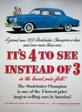 1951 Studebaker Champion Automobile Vintage 50s Print Ad Largest Selling Car