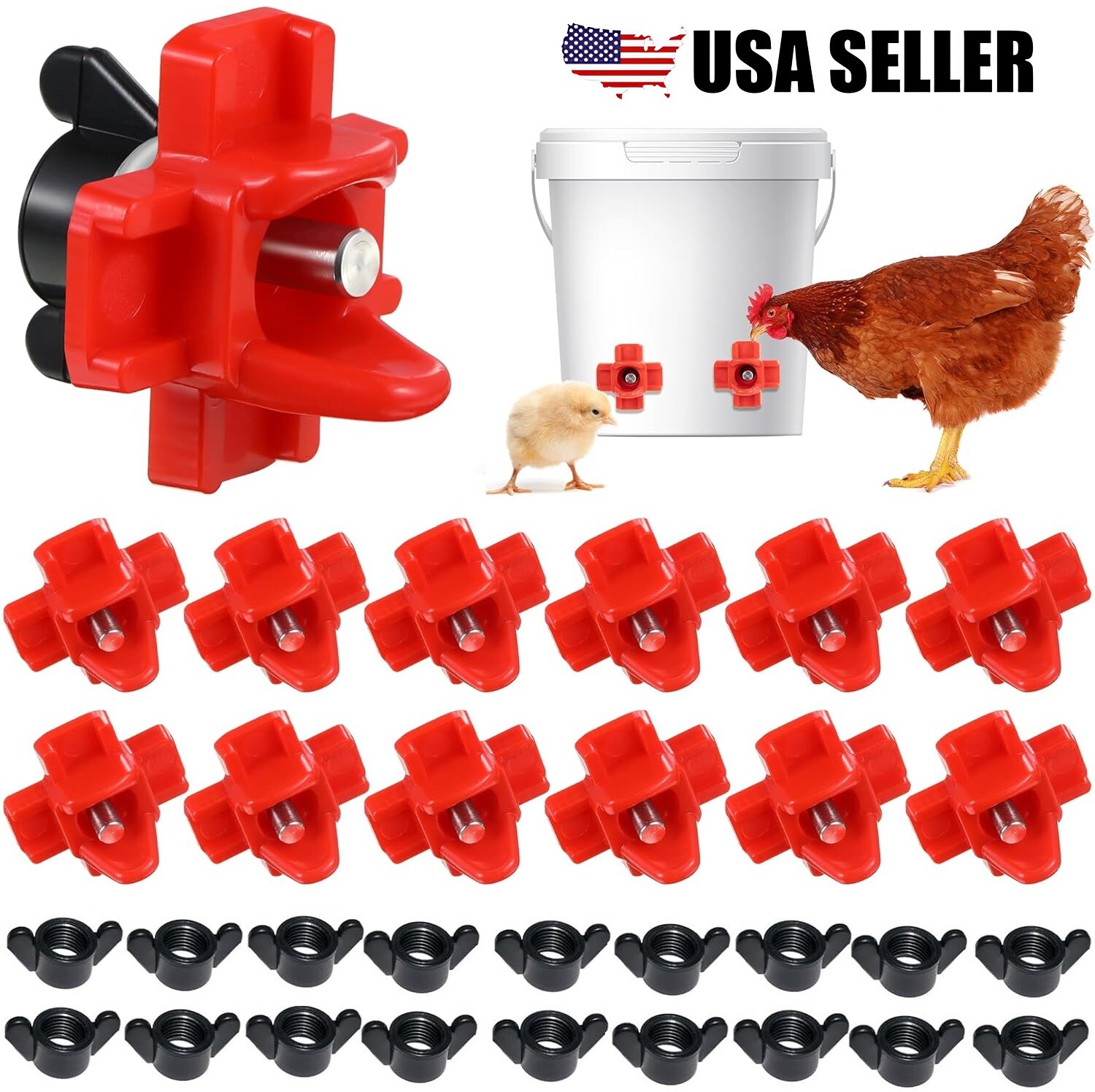 20Pcs Chicken Nipples Automatic Waterer Poultry Drinker Hen Duck Quail Drinking
