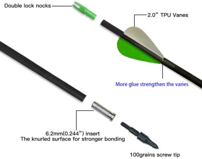 Zhao.Fu 29 Inch Carbon Arrow Practice Hunting Arrows Spine 400
