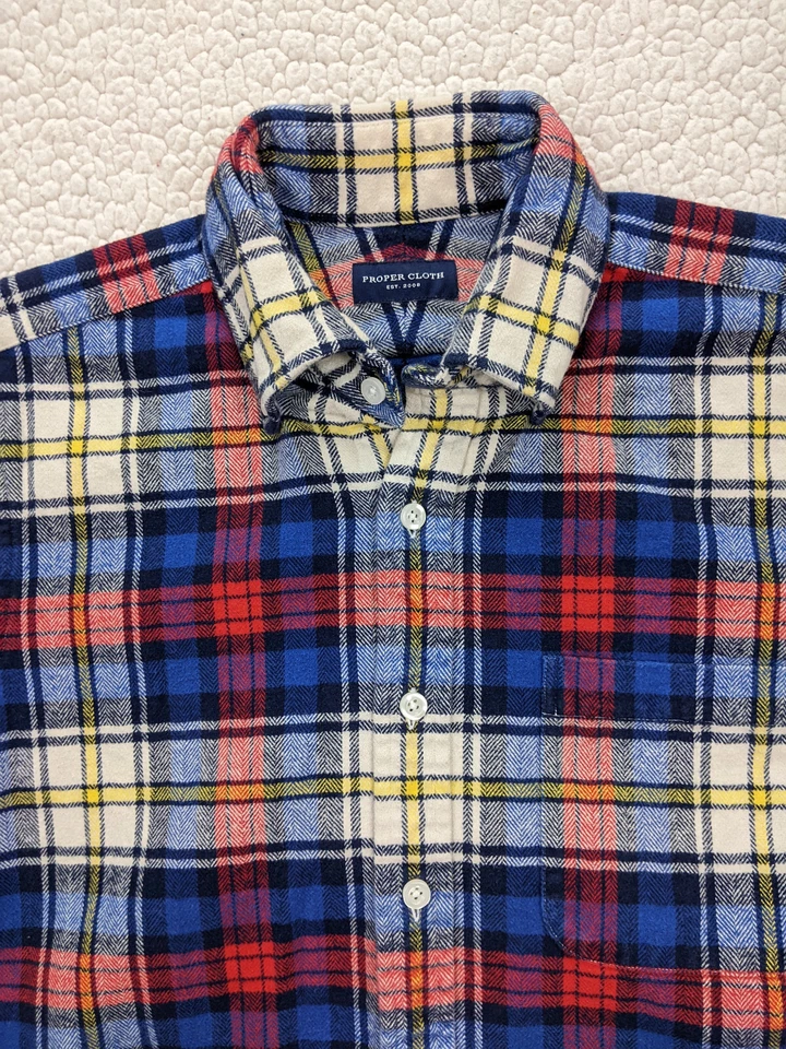 Правильная ткань мужской S 15 красный белый синий фланелевая рубашка на пуговицах клетку тартан - Изображение 4 из 4