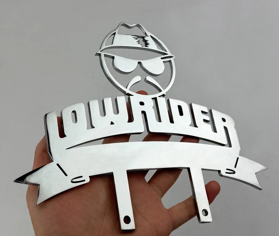 PLACA PERSONALIZADA DE ACERO INOXIDABLE, DISEÑO LOWRIDER MEMBRETE, ACCESORIO DE PIEZA DE EXHIBICIÓN. Foto 2 de 2