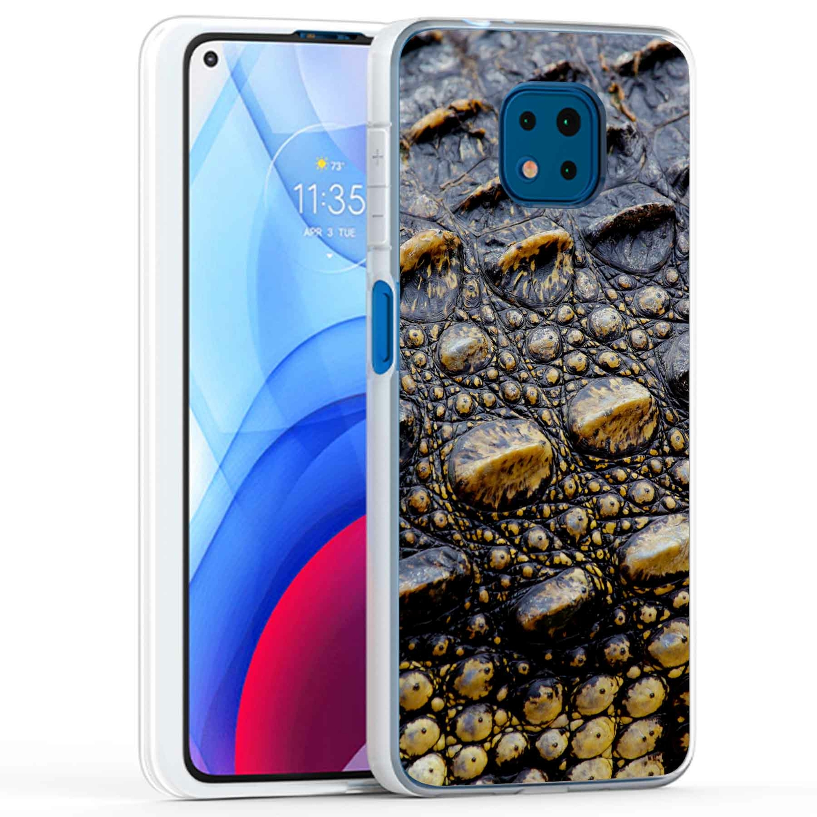 Phone Case Cover for Motorola Moto G Power 2021,Black Crocodile Skin Print, USA