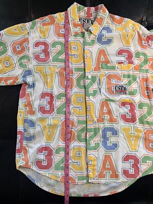 みるく Vintage Get Used Jeans by Elie Shirt Size S Bright Numbers Letters