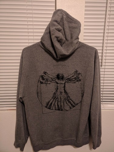 Magenta Skateboards Pullover Hoodie Virtruvian Man Medium Heather Grey - Picture 2 of 4