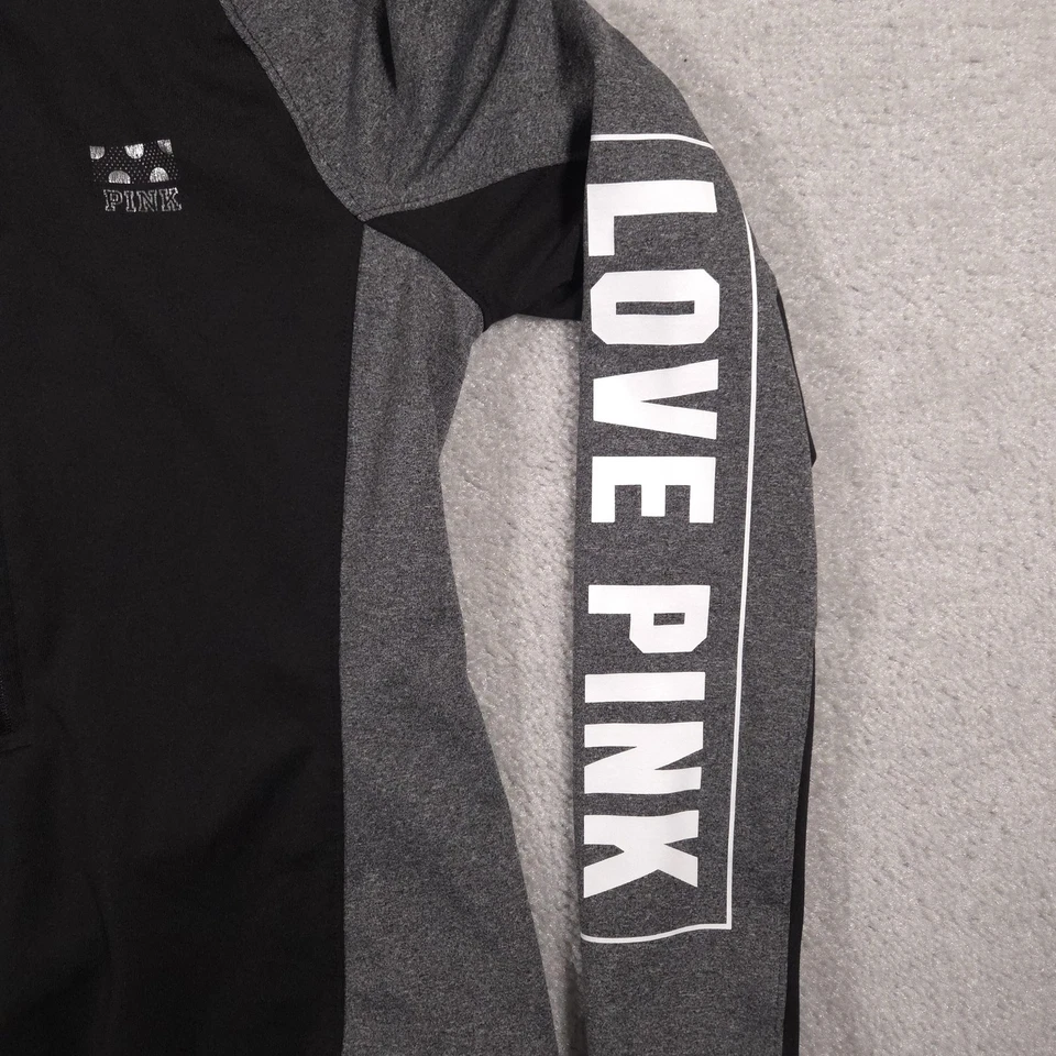 РОЗОВЫЙ Victoria's Secret пуловер женщин XS черный Ultimate четверть молнии любовь розовый - Изображение 4 из 4