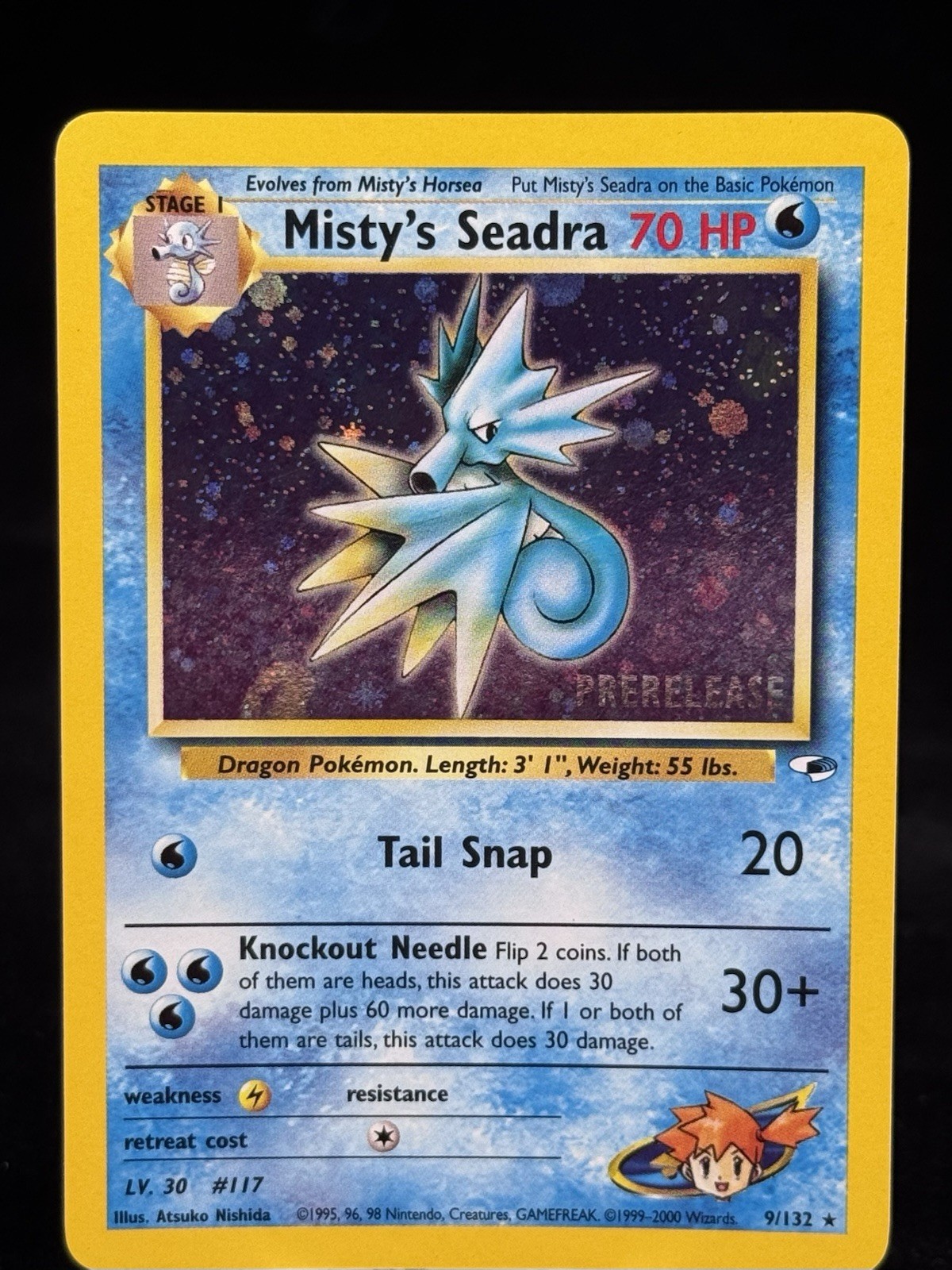 Misty's Seadra #9 Holo Prerelease 2000 Gym Heroes Pokemon LP 💦