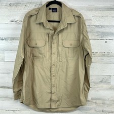 PROPPER Tactical Shirt Men's Large Khaki Cotton Blend RIP STOP Cargo Pockets