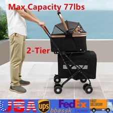 4-in-1 Double Pet Stroller w/ Detachable Carr...