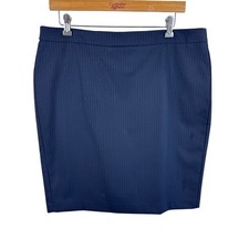 Ann Taylor Navy Blue Pinstripe Pencil Skirt Size 14 Professional Workwear Skirt